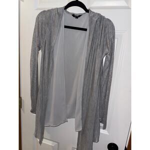 Simply Vera Wang Gray Open Front Cardigan Sheer Back Lightweight Size L